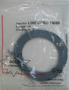 LINE CORD 10000: 14' 4 Conductor, Silver Satin, Bagged